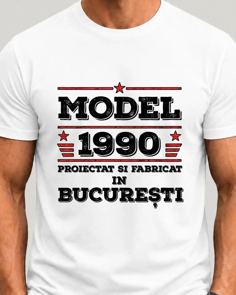 MODEL #AN NASTERE FABRICAT ȘI PRODUS ÎN #ORAS — Față · Mediu · Alb · Clasic