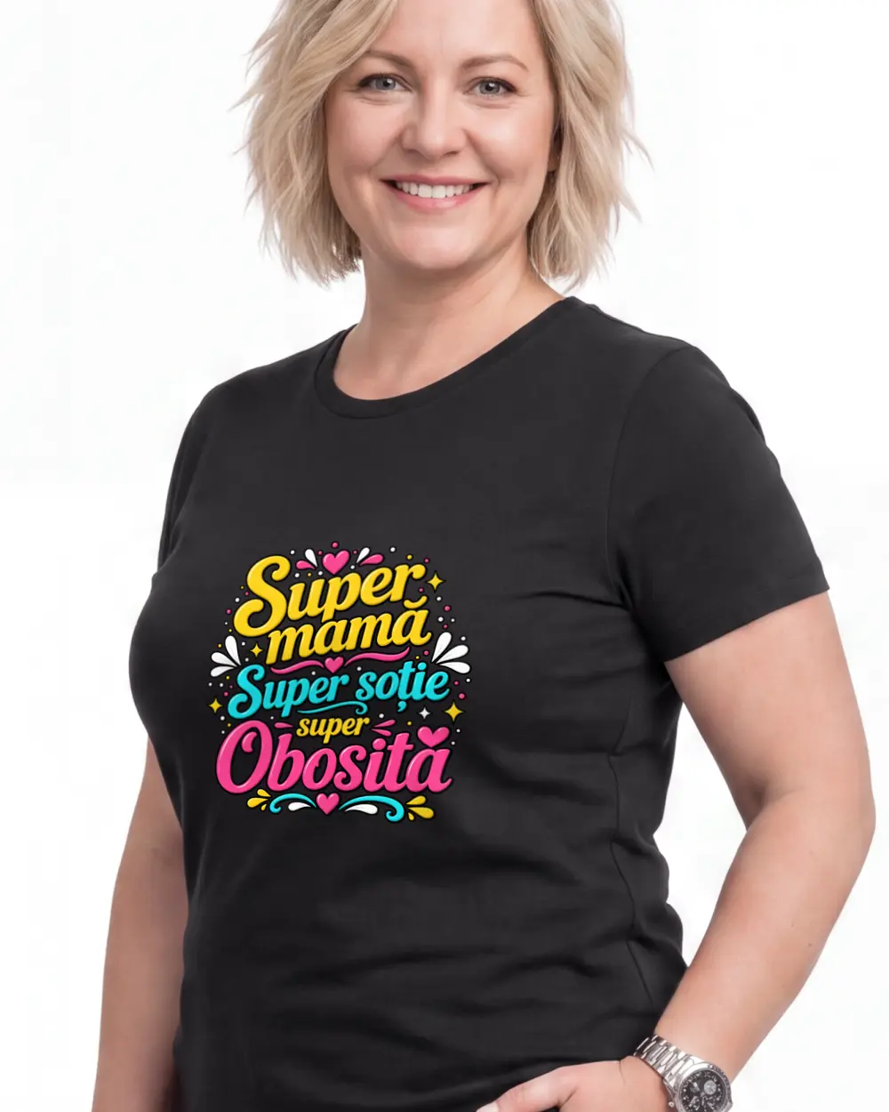 Super MAMĂ, super SOȚIE, super OBOSITĂ — Față · Femeie · 45 · Mediu · Negru