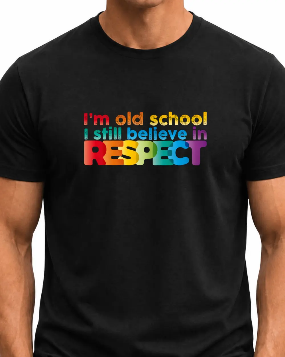 I am old school I still believe in RESPECT — Față · Mediu · Negru · Clasic