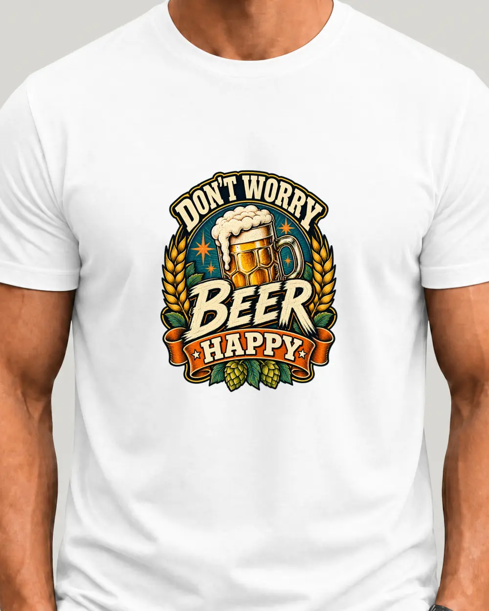 Don't worry, beer happy — Față · Mediu · Alb · Clasic