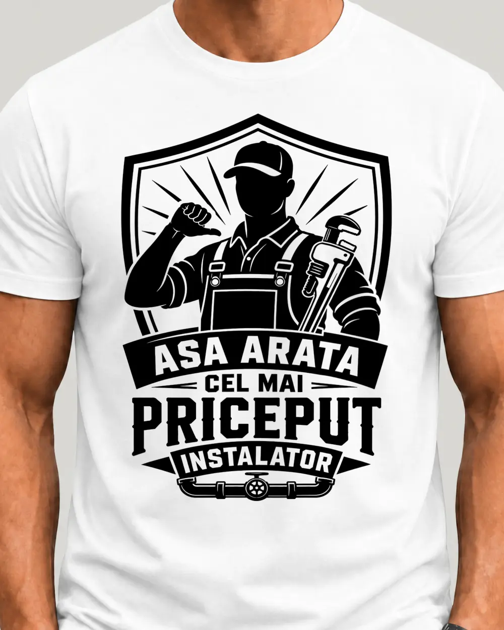 Cel mai priceput instalator — Față · Mediu · Alb · Clasic