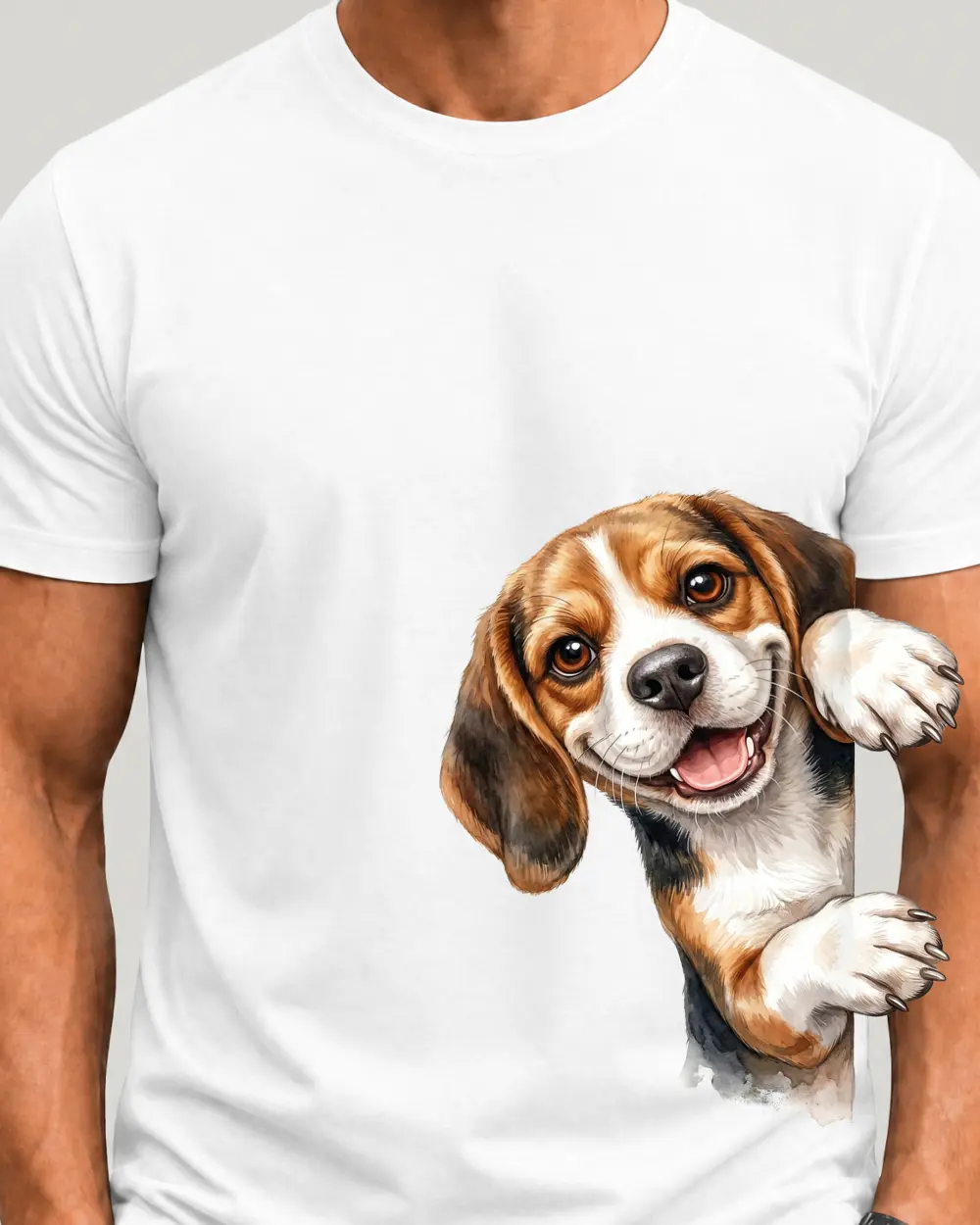 Beagle — Față · Mediu · Alb · Clasic