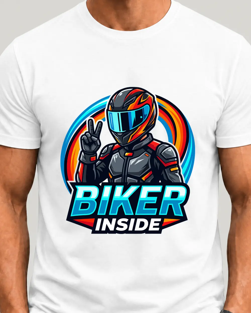 Biker inside — Față · Mediu · Alb · Clasic