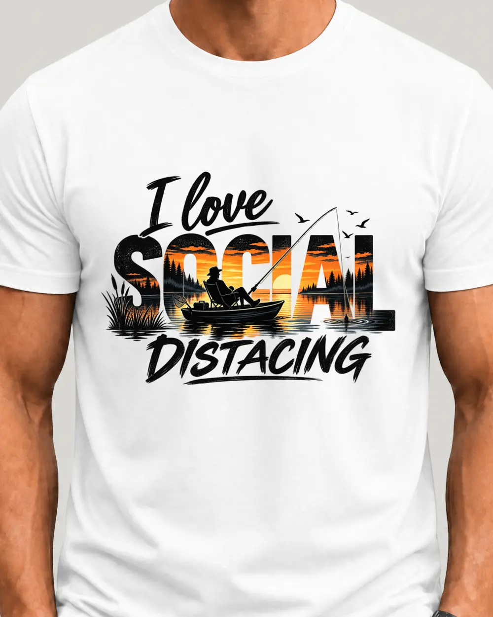 I love social distacing — Față · Mediu · Alb · Clasic